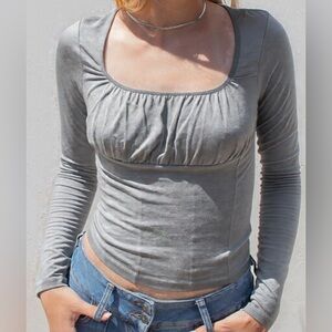 Grey Ruched long-sleeve top